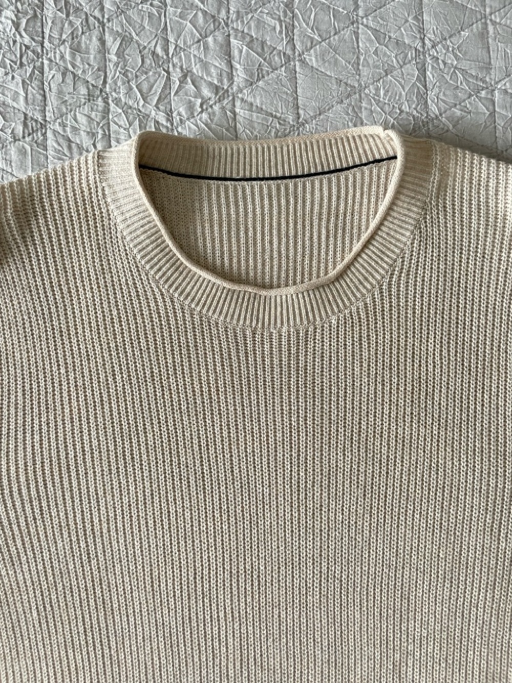 Knitted T-Shirt – Light Beige | Size Large - Picture 3 of 6